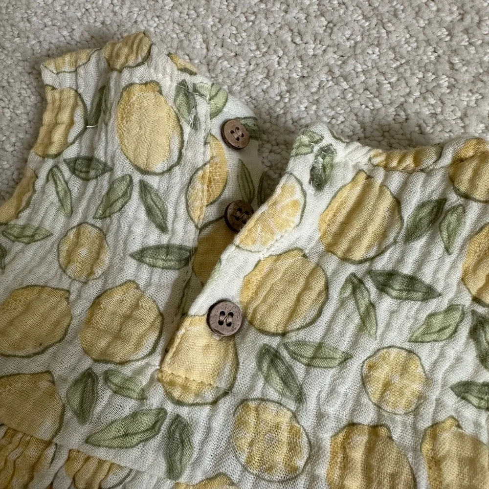 Lemon Print Dress + FREE Floral Set